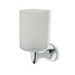 StilHaus H10-08 Wall Mounted Round Frosted Glass Toothbrush Holder with Brass